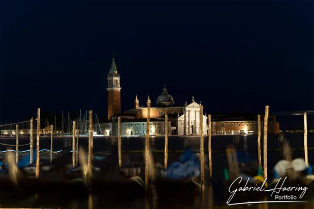 Long exposure color and black & white photograph of Venice, Italy’s canals and architecture during the day and night