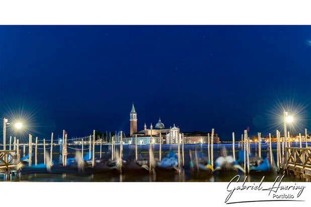 Long exposure color and black & white photograph of Venice, Italy’s canals and architecture during the day and night